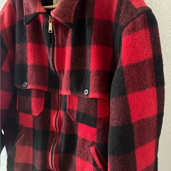 Vintage 90s Woolrich Buffalo Check Jacket in Red Black XL - Picture 3 of 9